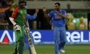 Melbourne: Indian bowler Mohammed Shami celebrates fall of a wicket during the ICC World Cup - 2015 quarter final match between India and Bangladesh at Melbourne Cricket Ground in Australia on March 19, 2015. (Photo: IANS)