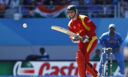 Zimbabwean cricketer Brendan Taylor in action during an ICC World Cup 2015 match between India and Zimbabwe at the Eden Park in Auckland, New Zealand on March 14, 2015. (Photo: IANS)