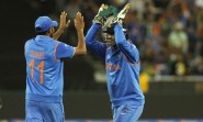 Melbourne: Indian captain M S Dhoni with Mohammed Shami celebrates fall of a wicket during the ICC World Cup - 2015 quarter final match between India and Bangladesh at Melbourne Cricket Ground in Australia on March 19, 2015. (Photo: IANS)