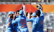 Perth: Indian players celebrate fall of a wicket during during an ICC World Cup 2015 match between India and UAE at Western Australia Cricket Association Ground, Perth, Australia on Feb 28, 2015. (Photo: IANS)