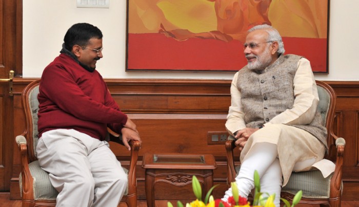 AAP convenor Arvind Kejriwal and PM Narendra Modi meet at 7, RCR, New Delhi. Photo courtesy:http://pmindia.gov.in/en/