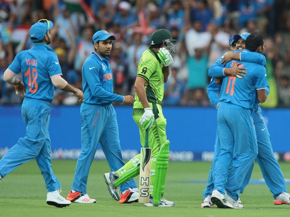 Indians celebrate Younis Khan's wicket