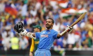 Melbourne: Indian cricketer Shikhar Dhawan celebrates his century during an ICC World Cup 2015 match between India and South Africa at Melbourne Cricket Ground, Australia on Feb 22, 2015. (Photo: IANS)