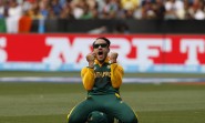 Melbourne: South African cricketer Faf du Plessis celebrates fall of a wicket during an ICC World Cup 2015 match between India and South Africa at Melbourne Cricket Ground, Australia on Feb 22, 2015. (Photo: IANS)