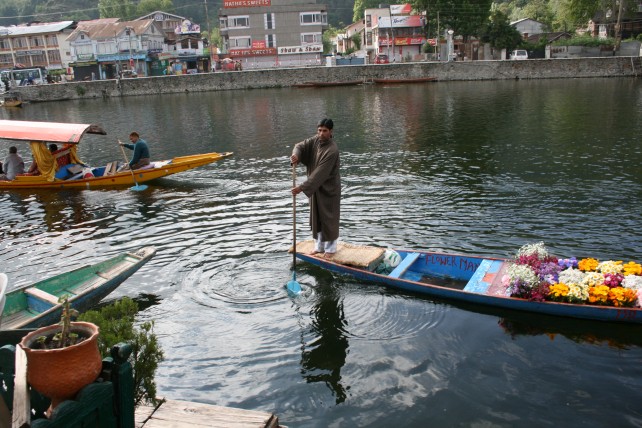 Contrary to its placed and pacific appearance, the Dal Lake is a site of frenetic activity. A veritable floating bazaar, a busy street on the waters. Image source: E Jayakrishnan/folomojo