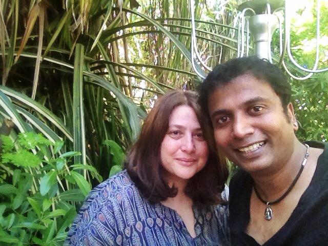 Sunder along with Amethyst Cafe owner Kiran Rao (Image courtesy: Facebook.com)