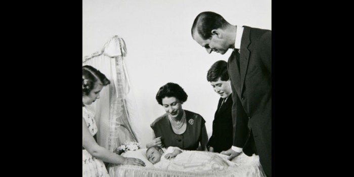 The Queen, the Duke and older siblngs Anne and Charles with Baby Andrew    |   Image courtesy: akingdomofroses.tumblr.com