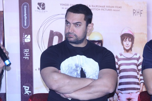 Actor Aamir Khan during the DVD launch of film PK in Mumbai, on March 11, 2015. (Photo: IANS)