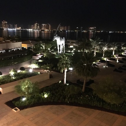 First time in #Doha #Qatar - #amazing #city - expanding at a #rapid rate. Very #hospitable #people. Looking forward to coming more often. #beautiful #hotels. #view from the #terrace of the #stregis #doha at night (Image courtesy: instagram.com)