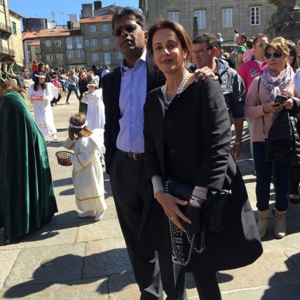 Watching the #procession outside the #cathedral of #apostle #Saint #James in #Santiago #de#Compostela in #spain in #Easter #Sunday - happy #Easter to #you all 🙏🙏🙏⛪️ #minalmodi (Image courtesy: instagram.com)