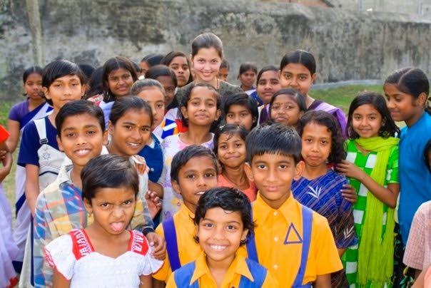 Indrani Pal Chaudhari with her students in Kolkata