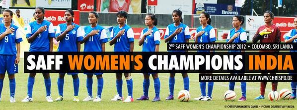 Aditi was part of Indian team that won the 2012 SAFF Women's Championship in Sri Lanka | Image courtesy: twitter.com/aditi03chauhan