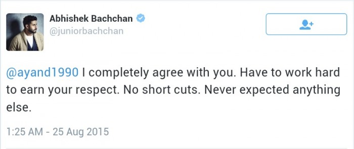 Reply by Abhishek Bachchan