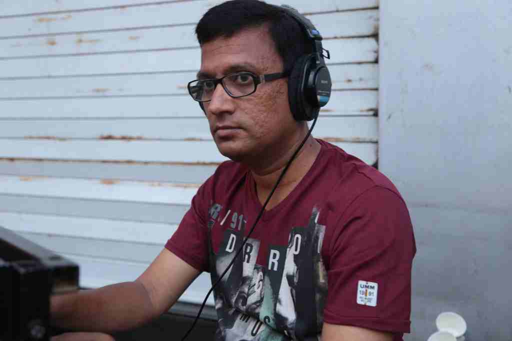 Nihar Samal during a recording session
