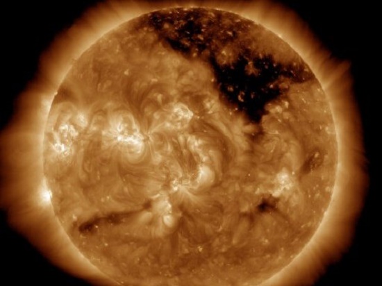 The huge hole on the surface of Sun which was spotted recently.  Image courtesy: NASA/SDO